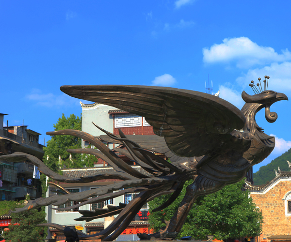 市中大型鍛銅朱雀雕塑