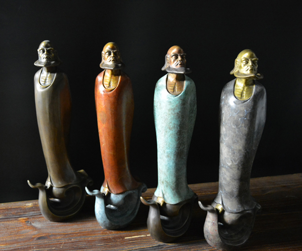 新城眾象雕塑熱著色銅藝術(shù)品之達(dá)摩過江