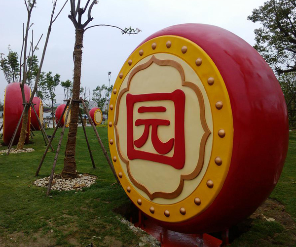 新城中國風玻璃鋼標識大鼓